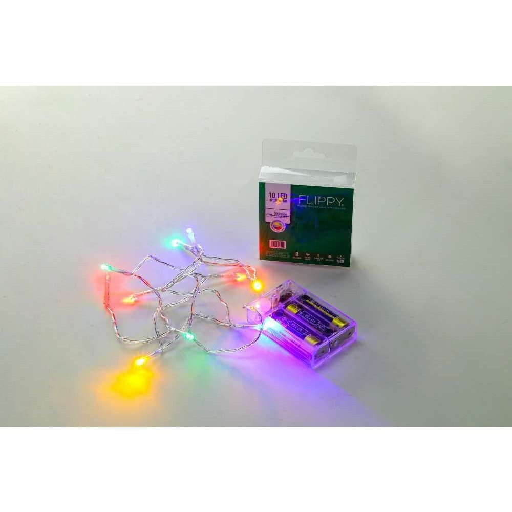 Instalatie De Craciun, Liniara, 1 M, Baterii, 10 Led-Uri, Multicolor, 2 Jocuri De Lumini, Fir, Interior/Exterior