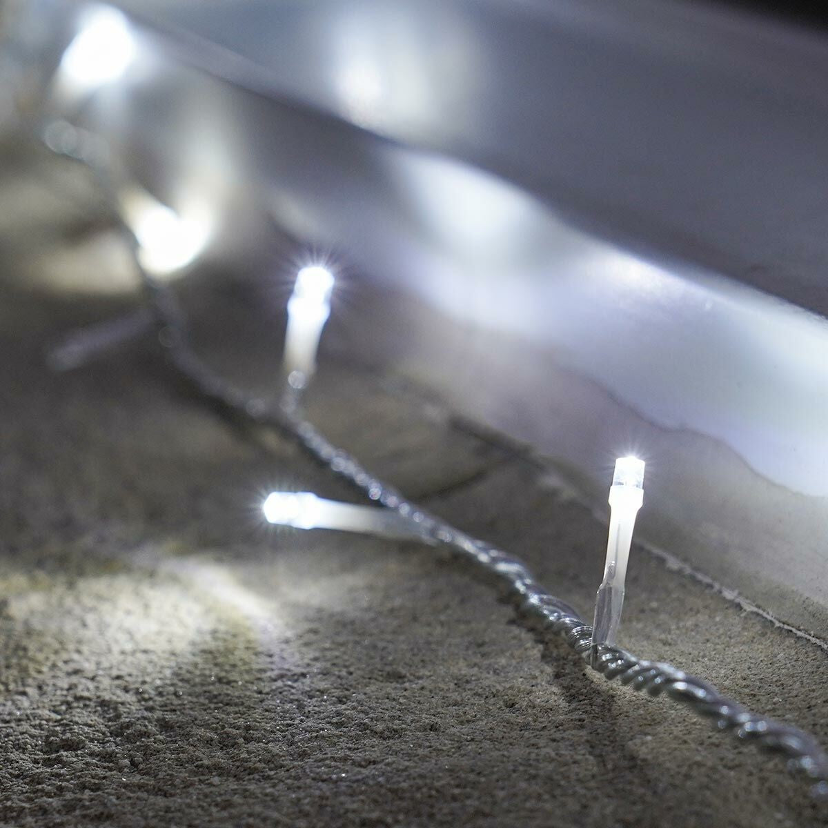 Instalatie De Craciun Cu Baterii Tip Liniar, 2 Jocuri De Lumini, Fir 3 M 30 Led -Uri, Alb Rece