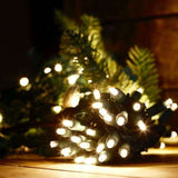 Instalatie De Craciun Cu Baterii Tip Liniar, 2 Jocuri De Lumini, Fir 3 M 30 Led -Uri, Alb Cald
