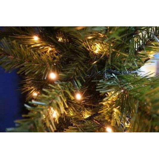 Instalatie de Craciun cu Baterii Tip Liniar, 2 jocuri de lumini, Fir Verde 5 m 50 LED -uri, Alb Cald - vivimall.ro