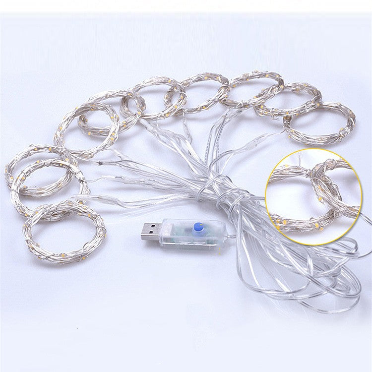 Instalatie de Craciun, Flippy, Instalatie de Tip Perdea IP44, Alimentare prin Port USB si Telecomanda cu 8 functii, 6m x 3m, 600 LED, Alb Cald - vivimall.ro