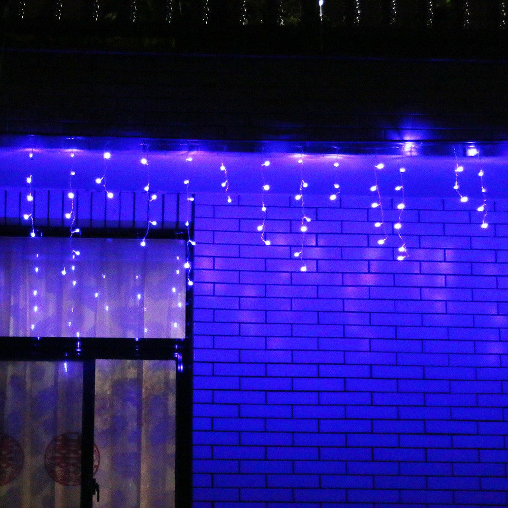 Instalatie de Craciun, Flippy®, Tip Franjuri, 5 m, 143 LED-uri, Interconectabila, Albastru - vivimall.ro