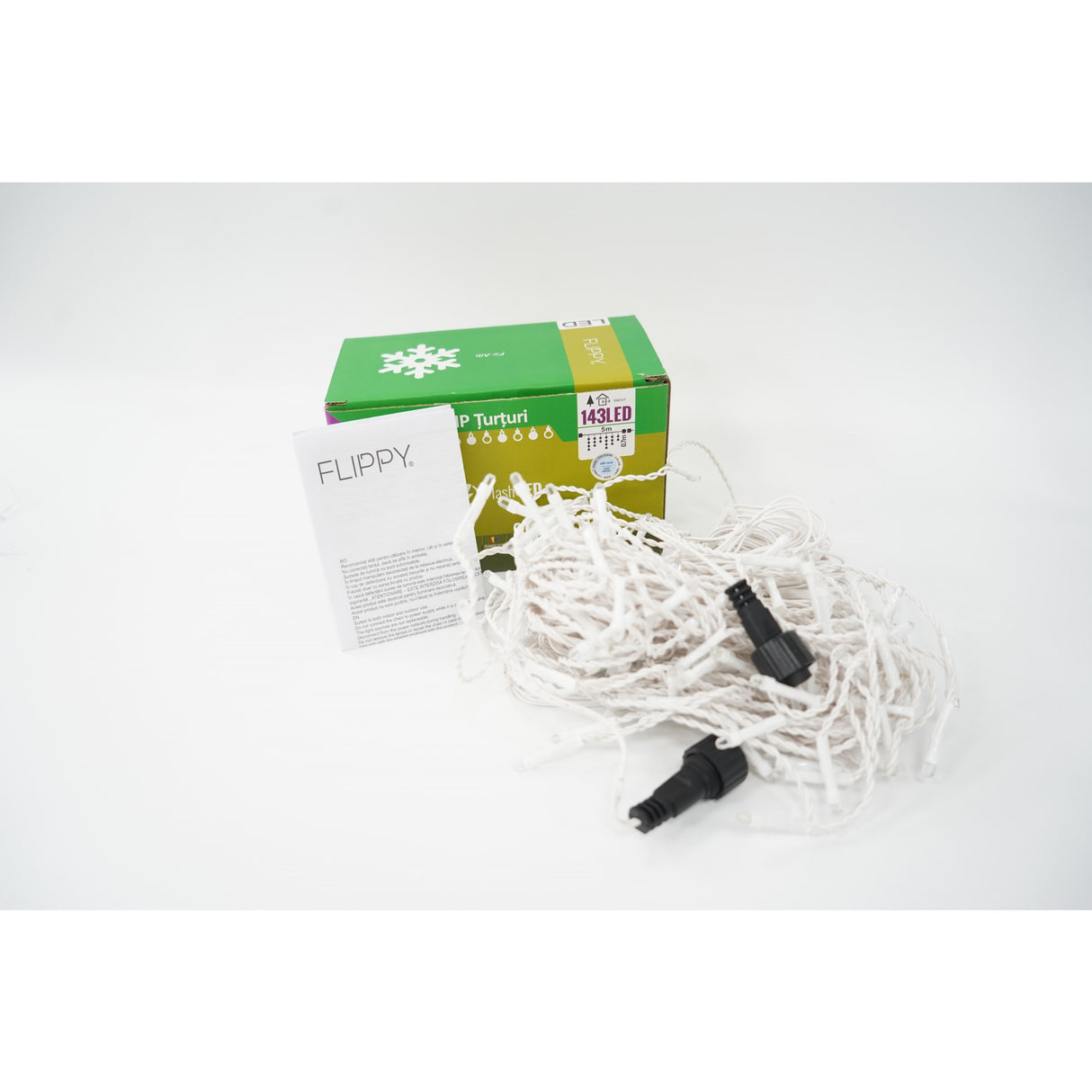 Sectiune Instalatie de Craciun, Vivimall®, Tip Turturi, 5 m, 143 LED-uri, cu Flash, Fir Alb, Lumina Alb Rece, IP44, Interconectabila - vivimall.ro