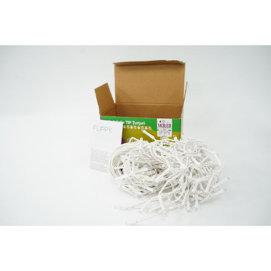 Instalatie de Craciun Vivimall® Tip Franjuri cu Flash, Sectiune 5 m, 143 LED-uri, Interconectabila, Fir Alb, Alb Cald - vivimall.ro