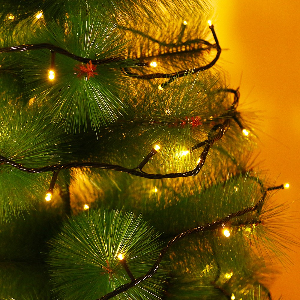 Instalatie De Craciun Tip Liniara, Fir, 17 M, 200 Led-Uri, Interconectabila, Alb Cald