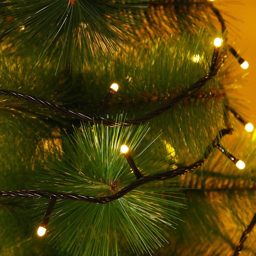 Instalatie De Craciun Tip Liniara, Fir, 17 M, 200 Led-Uri Mici Rotunde, Interconectabila, Alb Cald