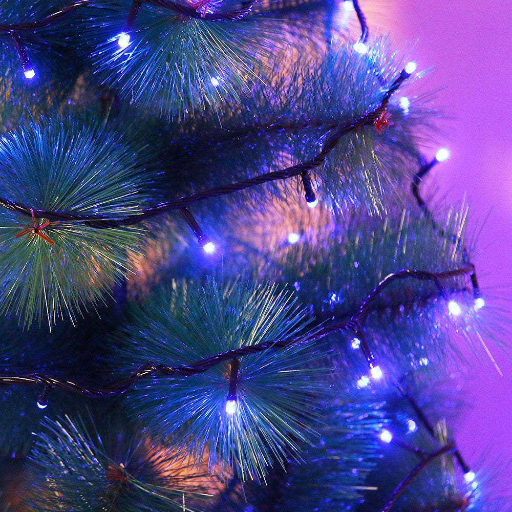 Instalatie de Craciun Flippy® Tip Liniara, Fir Negru, 24 m, 300 LED-uri, Interconectabila, Albastru - vivimall.ro