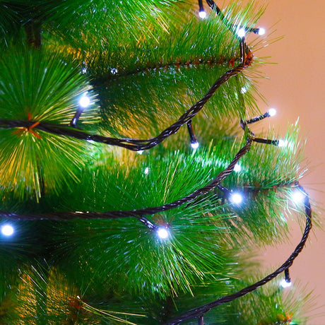 Instalatie De Craciun Tip Liniara, Fir, 24 M, 300 Led-Uri Mici Rotunde, Interconectabila, Alb Rece