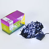 Instalatie de Craciun Flippy® Tip Liniara, Fir Negru, 24 m, 300 LED-uri Mici Rotunde, Interconectabila, Alb Rece - vivimall.ro