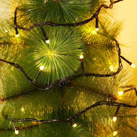 Instalatie De Craciun Tip Liniara, Fir, 9 M, 100 Led-Uri Hexagonale, Interconectabila, Alb Cald
