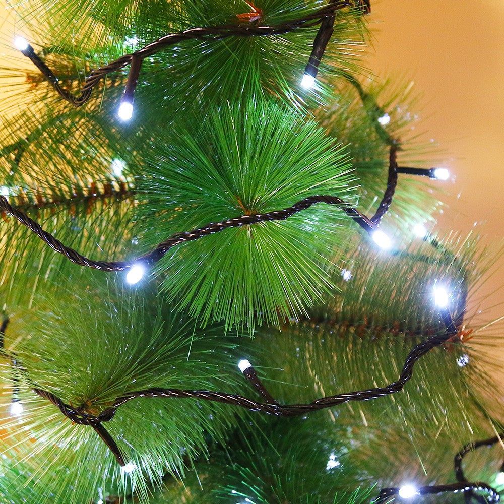 Instalatie De Craciun Tip Liniara, Fir, 9 M, 100 Led-Uri, Interconectabila, Alb Rece