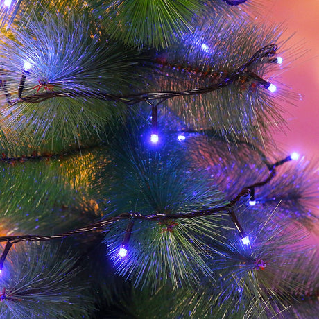 Instalatie de Craciun, Flippy®, Tip Liniara, Fir Negru, 9 m, 100 LED -uri, Interconectabila, Albastru - vivimall.ro