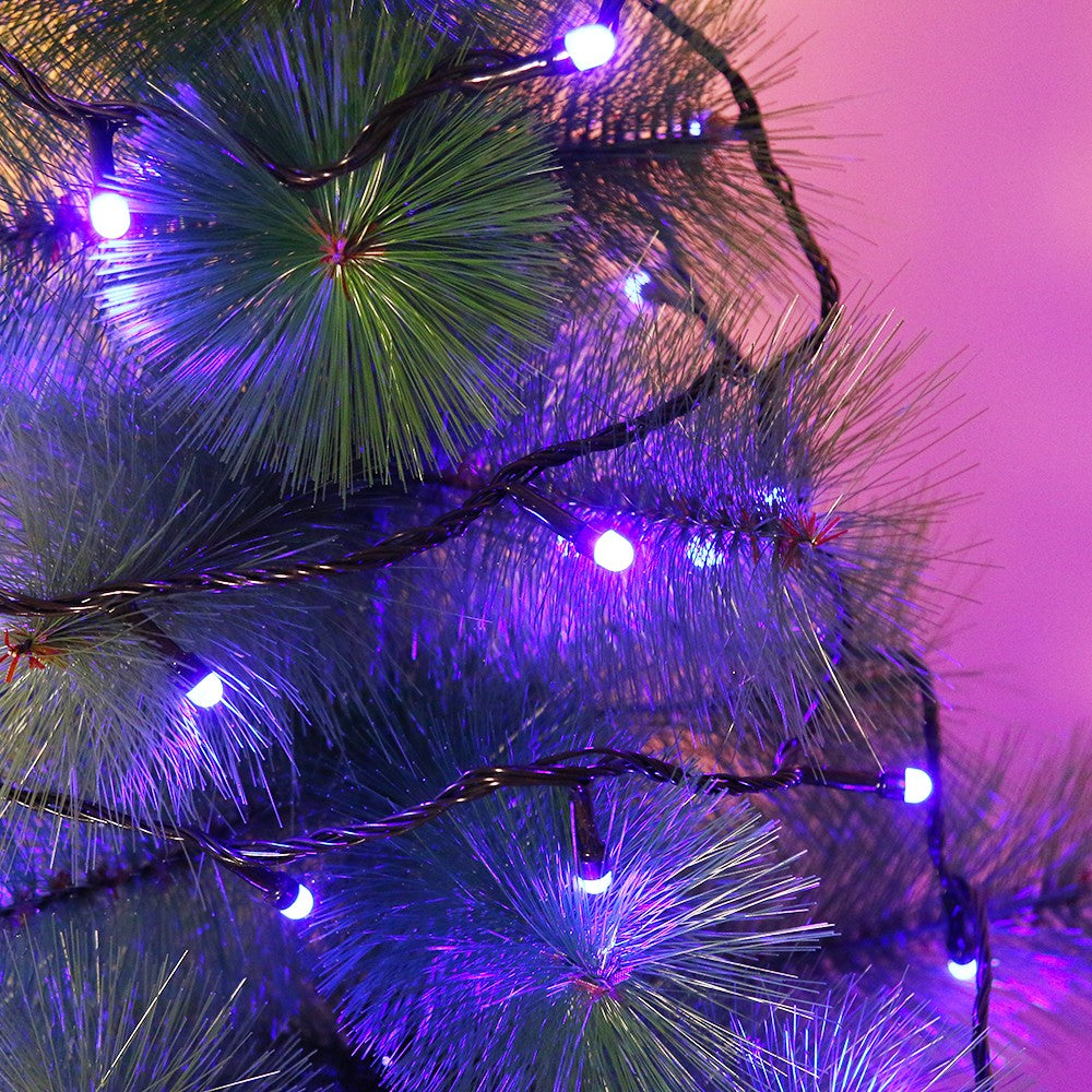 Instalatie De Craciun Tip Liniara, Fir Negru, 9 M, 100 Led-Uri Mari Rotunde, Interconectabila