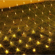 Instalație de Crăciun tip plasă Vivimall 1.5x1.5 m, 120 LED-uri alb cald, vedere frontală iluminată