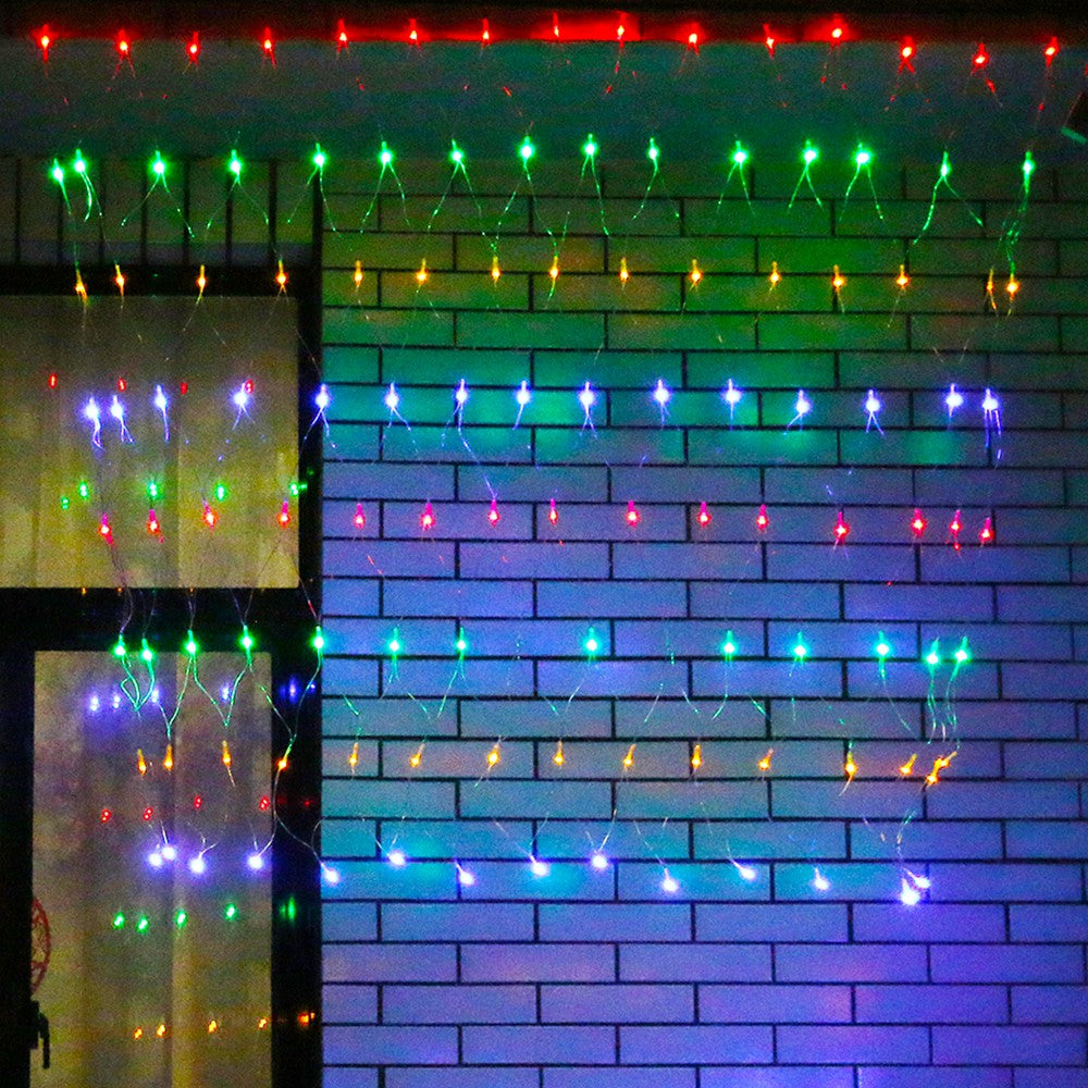 Instalatie de Craciun, Flippy®, Tip Plasa, 1.5 x 1.5 m, 120 LED-uri, Interconectabila, Multicolor - vivimall.ro