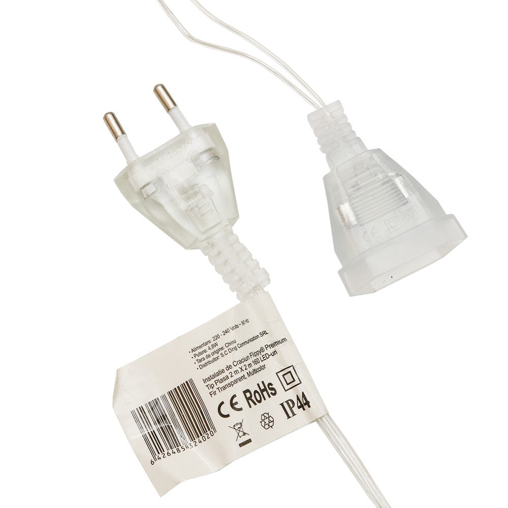 Instalatie de Craciun, Flippy®, Tip Plasa, 2 x 2 m, 160 LED-uri, Interconectabila, Multicolor - vivimall.ro