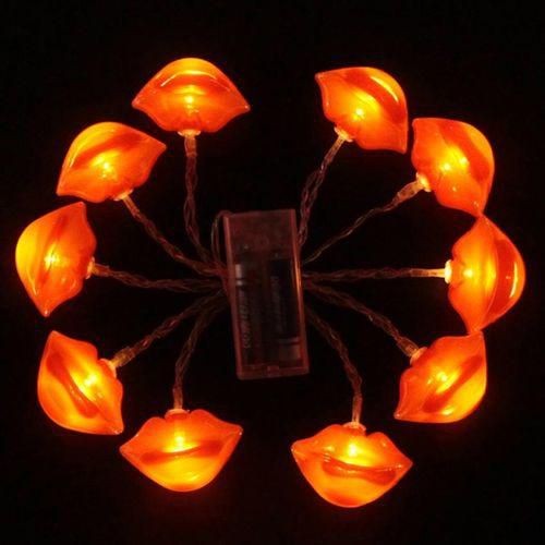 Instalatie de Craciun, Vivimall®, Tip Sir cu Baterii, 1.5 m, 10 LED-uri, Model Buze, Rosu - vivimall.ro