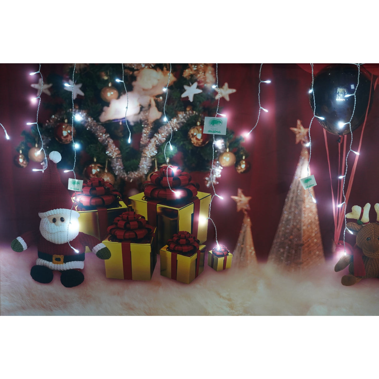 Instalatie de Craciun Flippy® Tip Turturi, 8 jocuri de lumini Sectiune 3 m, 96 LED-uri, Interconectabila, Fir Transparent, Alb Rece - vivimall.ro