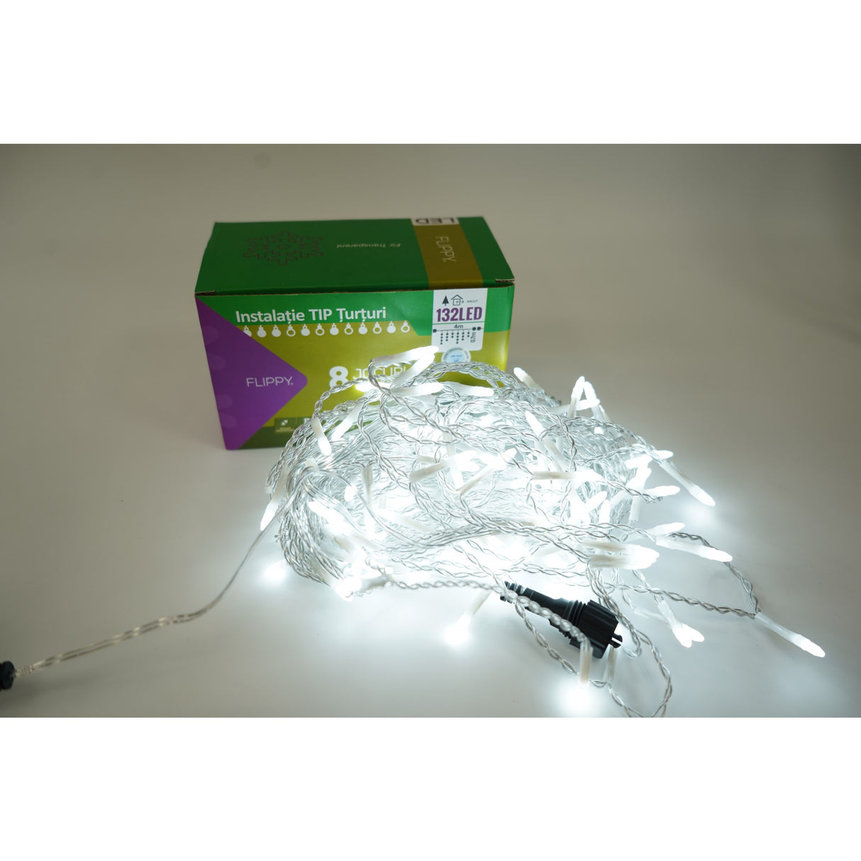 Instalație Crăciun Turturi 132 LED | LuminaFest