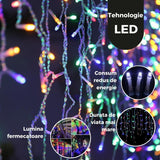 Instalatie de Craciun, Vivimall®, Tip Turturi, Sectiune 5 m, 143 LED-uri, 8 Jocuri de Lumini, Fir Negru, Lumina Multicolora, IP44, Interconectabila - vivimall.ro