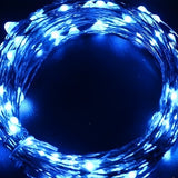 Instalatie de Craciun Liniara, Vivimall®, Tip Liniara, Fir Cupru, 8 Jocuri de Lumini, cu Telecomanda, 10 m, 100 Led-uri, Alimentare USB, 4.5V, Albastru