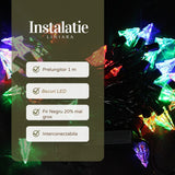 Instalatie De Craciun Liniara Rgrb Yoto, 10 M, Din Care 1 M Prelungitor 220V, 40 Led, Utilizare Interior/Exterior, Interconectabila, Fir Negru - vivimall.ro