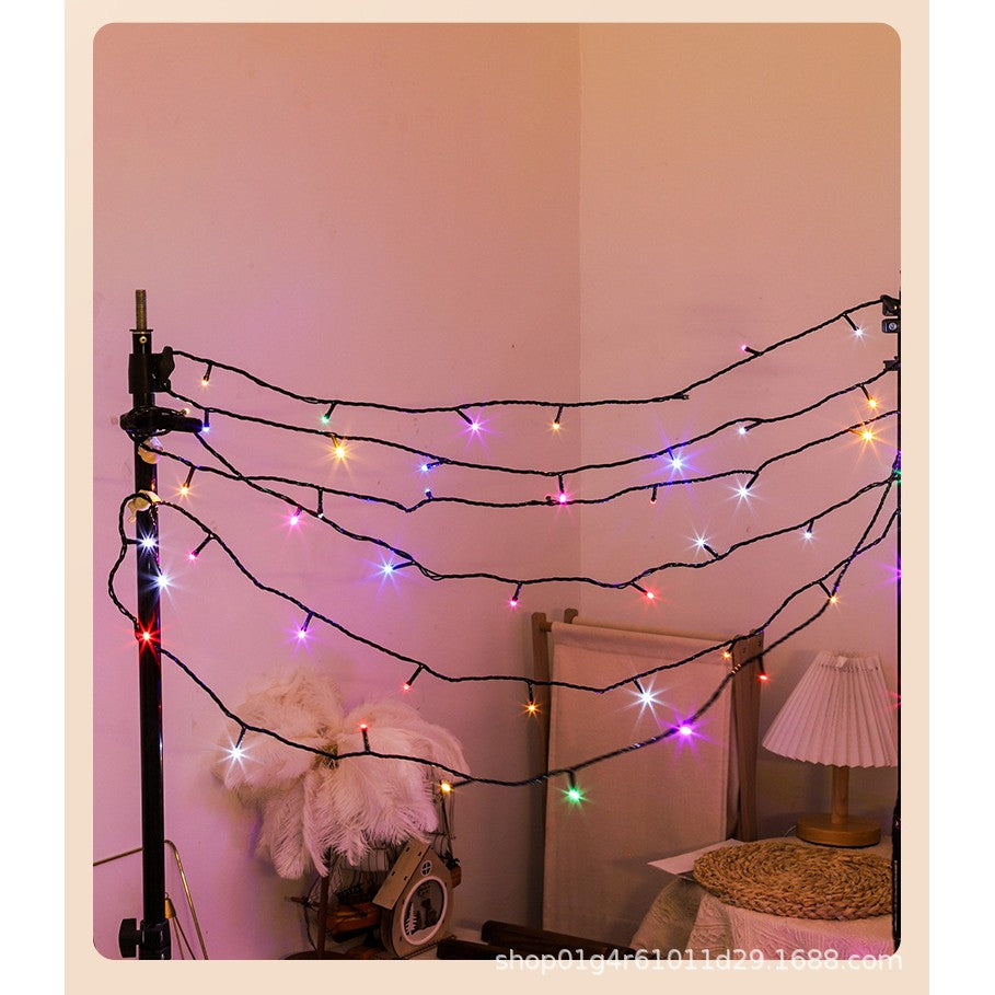 Instalatie De Craciun Liniara Yoto, 10 M, Din Care 1 M Cablu Priza 220V, 100 Led, 8 Jocuri De Lumini, Controler, Fir Negru - vivimall.ro