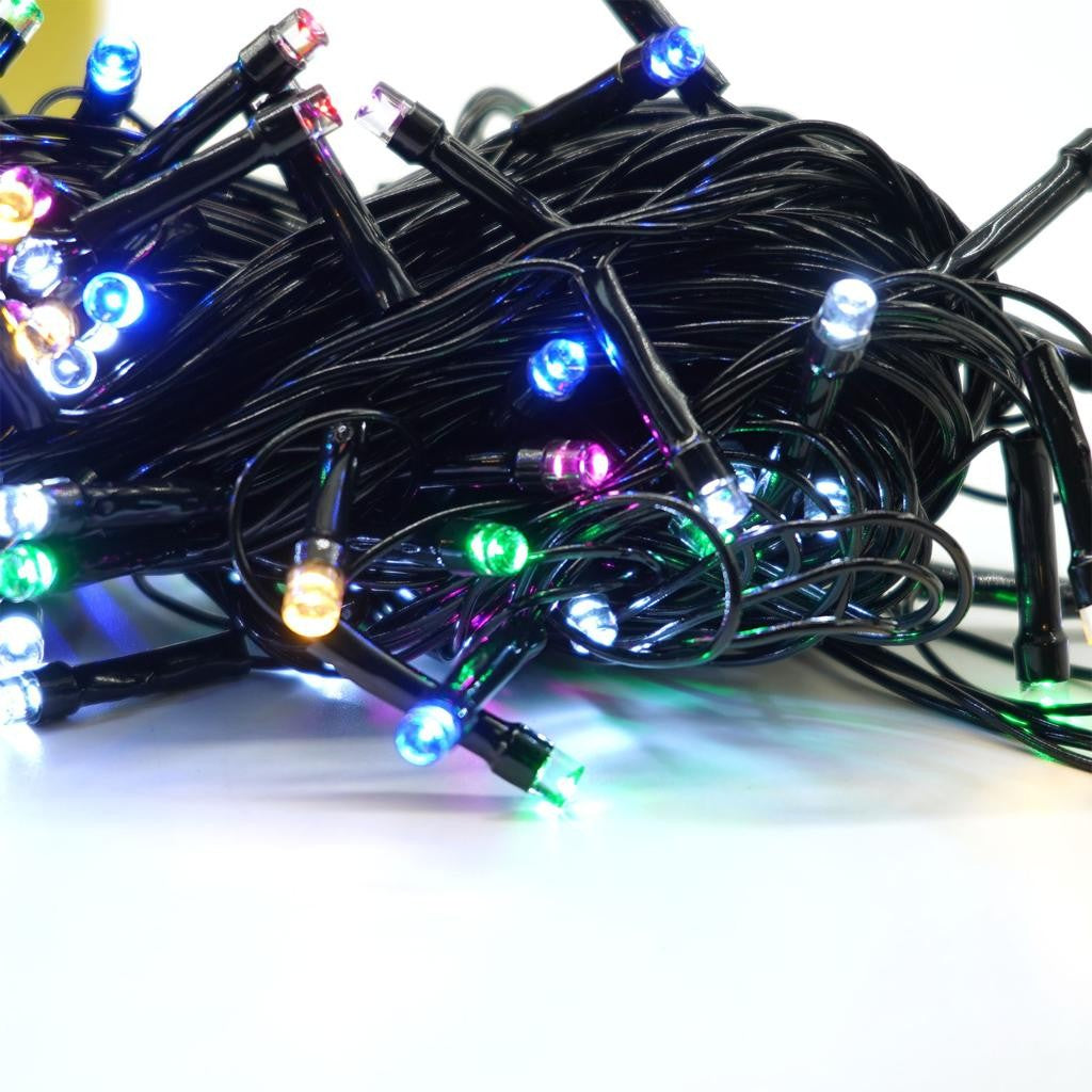 Instalatie De Craciun Liniara Yoto, 10 M, Din Care 1 M Cablu Priza 220V, 100 Led, 8 Jocuri De Lumini, Controler, Fir Negru - vivimall.ro