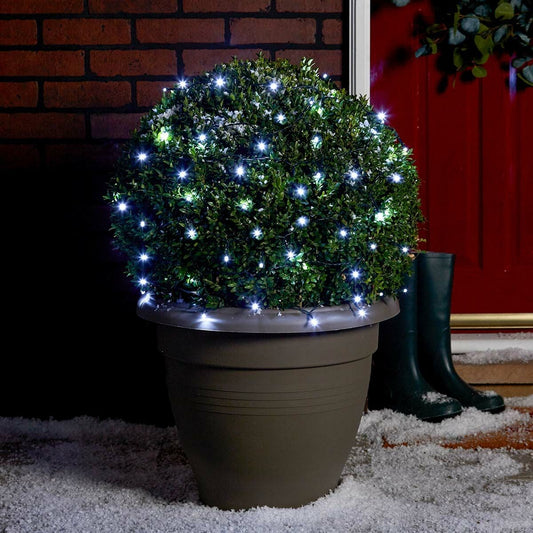 Instalatie De Craciun Liniara Yoto, 10 M, Din Care 1 M Cablu Priza 220V, 100 Led, 8 Jocuri De Lumini, Controler, Fir, Alb Rece - vivimall.ro