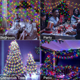 Instalatie De Craciun Liniara Yoto, 17 M, Din Care 1 M Cablu Priza 220V, 200 Led, 8 Jocuri De Lumini, Beculet In 6 Colturi, Pentru Interior, Controler, Fir Negru - vivimall.ro