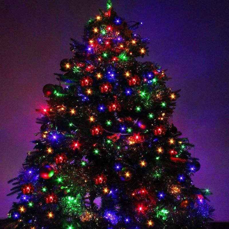 Instalatie De Craciun Liniara Yoto, 17 M, Din Care 1 M Cablu Priza 220V, 200 Led, 8 Jocuri De Lumini, Beculet In 6 Colturi, Pentru Interior, Controler, Fir Negru - vivimall.ro
