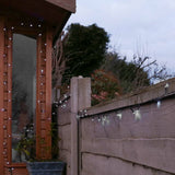 Instalatie de Craciun Liniara Yoto, 22 m, din care 1 m Prelungitor 220V, 300 LED, 8 jocuri de lumini, Controler, Utilizare Interior/Exterior, Fir Negru, Alb Rece - vivimall.ro