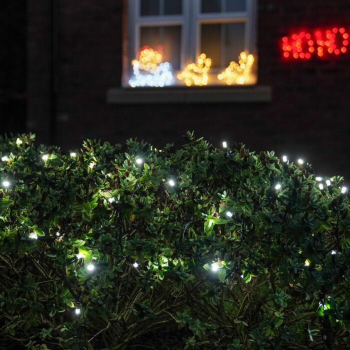 Instalatie De Craciun Liniara Yoto, 22 M, Din Care 1 M Prelungitor 220V, 300 Led, 8 Jocuri De Lumini, Controler, Utilizare Interior/Exterior, Fir, Alb Rece - vivimall.ro
