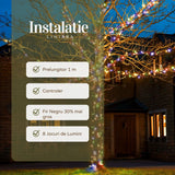 Instalatie De Craciun Liniara Yoto, 50 M, 1 M Prelungitor 220V, 498 Led, 8 Jocuri De Lumini, Controler, Fir Negru, Utilizare Interior/Exterior, Protectie Anti-Inghet, Fir Cupru - vivimall.ro