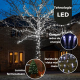 Instalatie De Craciun Liniara Yoto, 50 M, 1 M Prelungitor 220V, 498 Led, 8 Jocuri De Lumini, Controler, Fir, Utilizare Interior/Exterior, Protectie Anti-Inghet, Fir Cupru, Alb Rece - vivimall.ro