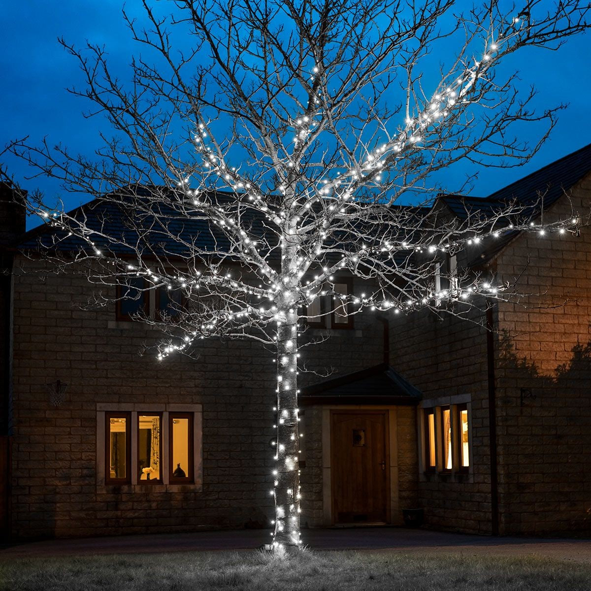 Instalatie De Craciun Liniara Yoto, 50 M, 1 M Prelungitor 220V, 498 Led, 8 Jocuri De Lumini, Controler, Fir, Utilizare Interior/Exterior, Protectie Anti-Inghet, Fir Cupru, Alb Rece - vivimall.ro