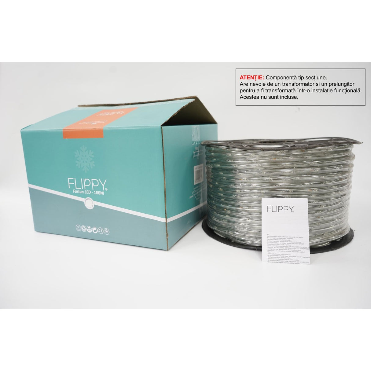 Furtun LED Flippy 2400 LED-uri montat pe gard sau structură decorativă, efect vizual festiv