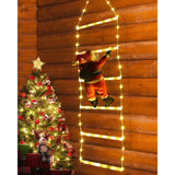 Instalatie Led De Craciun, Cu Accesorii, Lumina Calda, Lungime 1 M, 4 Trepte, 72 De Luminite, 8 Moduri, Model Mos Craciun Pe Scara - vivimall.ro