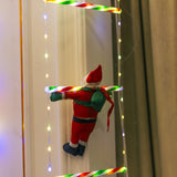 Instalatie LED de Craciun, Flippy, cu Accesorii, Lumina Calda, Lungime 3 m, 16 Trepte, 288 de Luminite, 8 Moduri, Model Mos Craciun pe Scara,  Alb cald