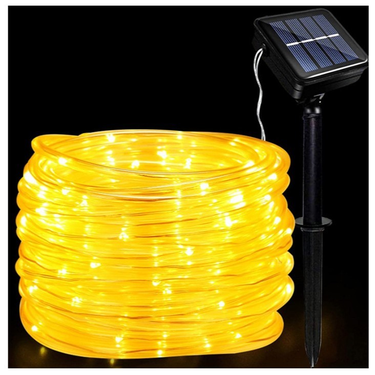 Instalatie Luminoasa De Craciun Cu Led, 100 Led-Uri Tip Tub, 12 Metri Lungime, 8 Programe, 2 Metri Prelungitor, Incarcare Solara