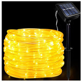 Instalatie Luminoasa De Craciun Cu Led, 100 Led-Uri Tip Tub, 12 Metri Lungime, 8 Programe, 2 Metri Prelungitor, Incarcare Solara