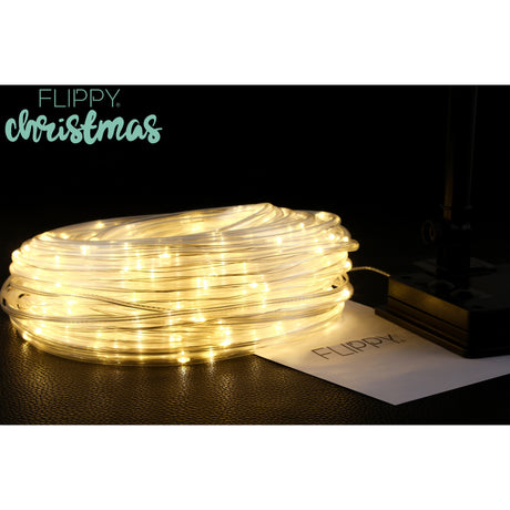 Instalatie Luminoasa De Craciun Tip Furtun Luminos, 300 Led-Uri, 32 Metri Lungime, 8 Programe, 2 Metri Prelungitor, Sarma Din Cupru, Incarcare Solara