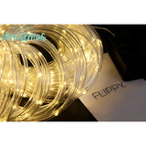 Instalatie Luminoasa De Craciun Tip Furtun Luminos, 300 Led-Uri, 32 Metri Lungime, 8 Programe, 2 Metri Prelungitor, Sarma Din Cupru, Incarcare Solara