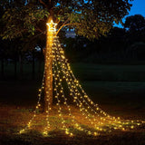 Instalatie Luminoasa Tip Perdea Pentru Pomul De Craciun, Cu Stea Luminoasa, 350 Led-Uri, Incarcare Solara, Interior/Exterior, Lumina Calda, Tree Dazzler