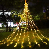 Instalatie Luminoasa Tip Perdea Pentru Pomul De Craciun, Cu Stea Luminoasa, 350 Led-Uri, Incarcare Solara, Interior/Exterior, Lumina Calda, Tree Dazzler