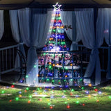 Instalatie Luminoasa Tip Perdea Pentru Pomul De Craciun, Cu Stea Luminoasa, 350 Led-Uri, Incarcare Solara, Interior/Exterior, Lumina A, Tree Dazzler