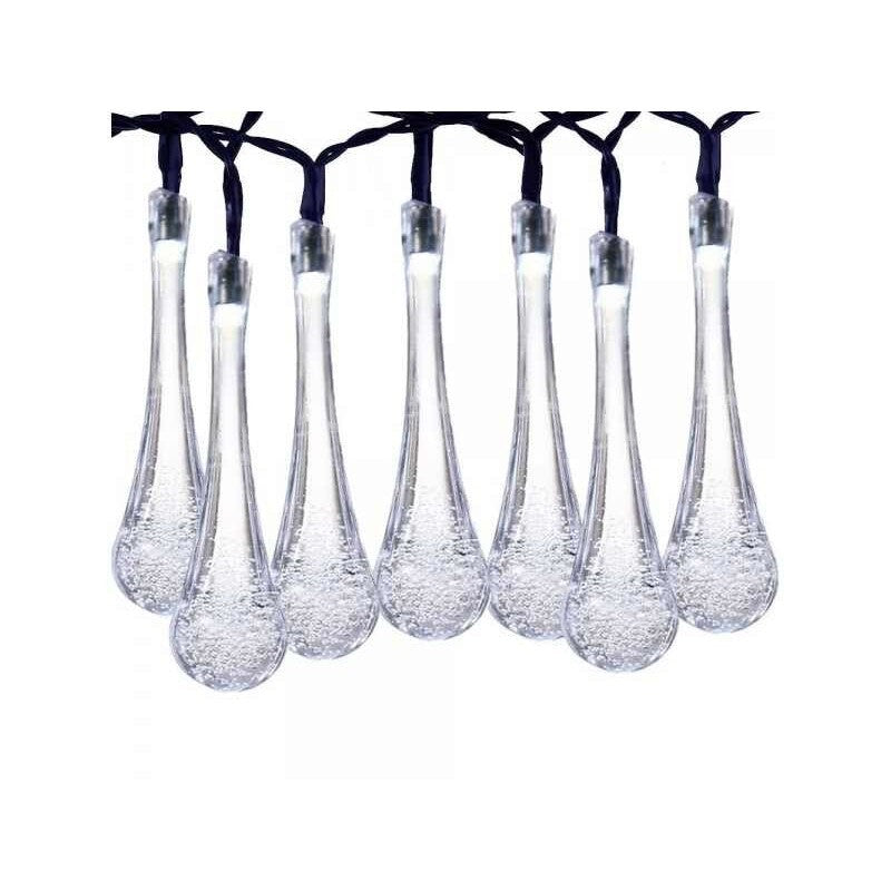 Instalatie Solara 6 M, 28 Led-Uri Cu Ornament Tip Picatura De Apa, Liniara, Fir, Alb Rece