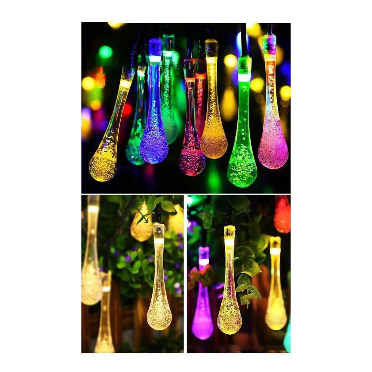 Instalatie Solara 4 M, 28 Led-Uri Cu Ornament Tip Picatura De Apa, Liniara, 600 Mah, Fir Negru, Interior, Exterior - vivimall.ro