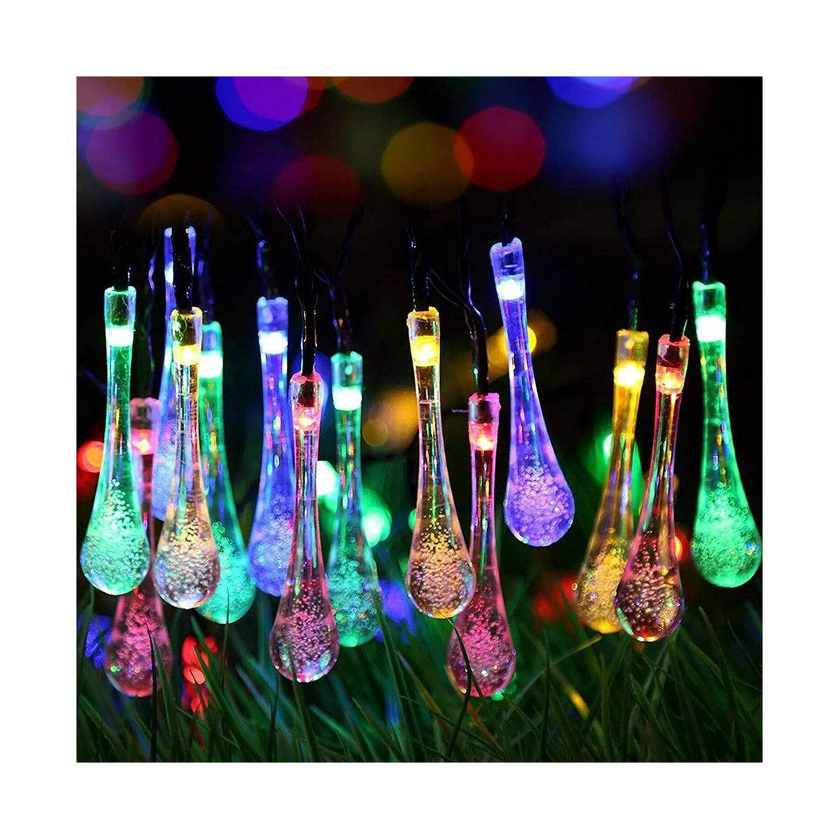 Instalatie Solara 6 M, 28 Led-Uri Cu Ornament Tip Picatura De Apa, Liniara, Fir Negru