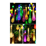 Instalatie Solara 6 m, 28 Led-uri cu Ornament tip picatura de apa, Liniara, Fir negru, Multicolor - vivimall.ro